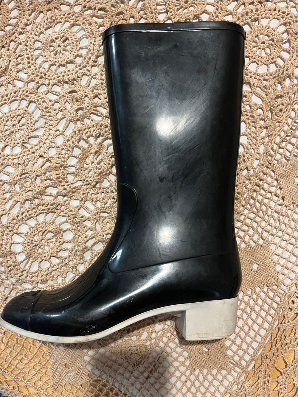 Vintage CHANEL Black Rain Boots - Picture 8 of 9